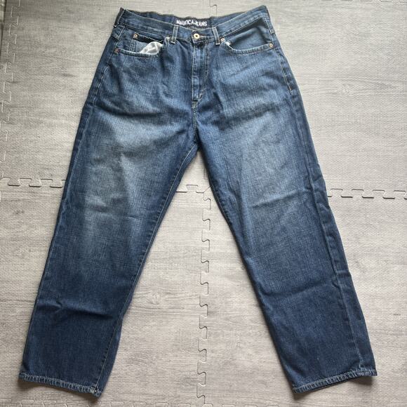Vintage Nautica Jeans Mens 36x30 Blue Denim Straight Baggy Grunge Skater Y2K - Picture 3 of 8